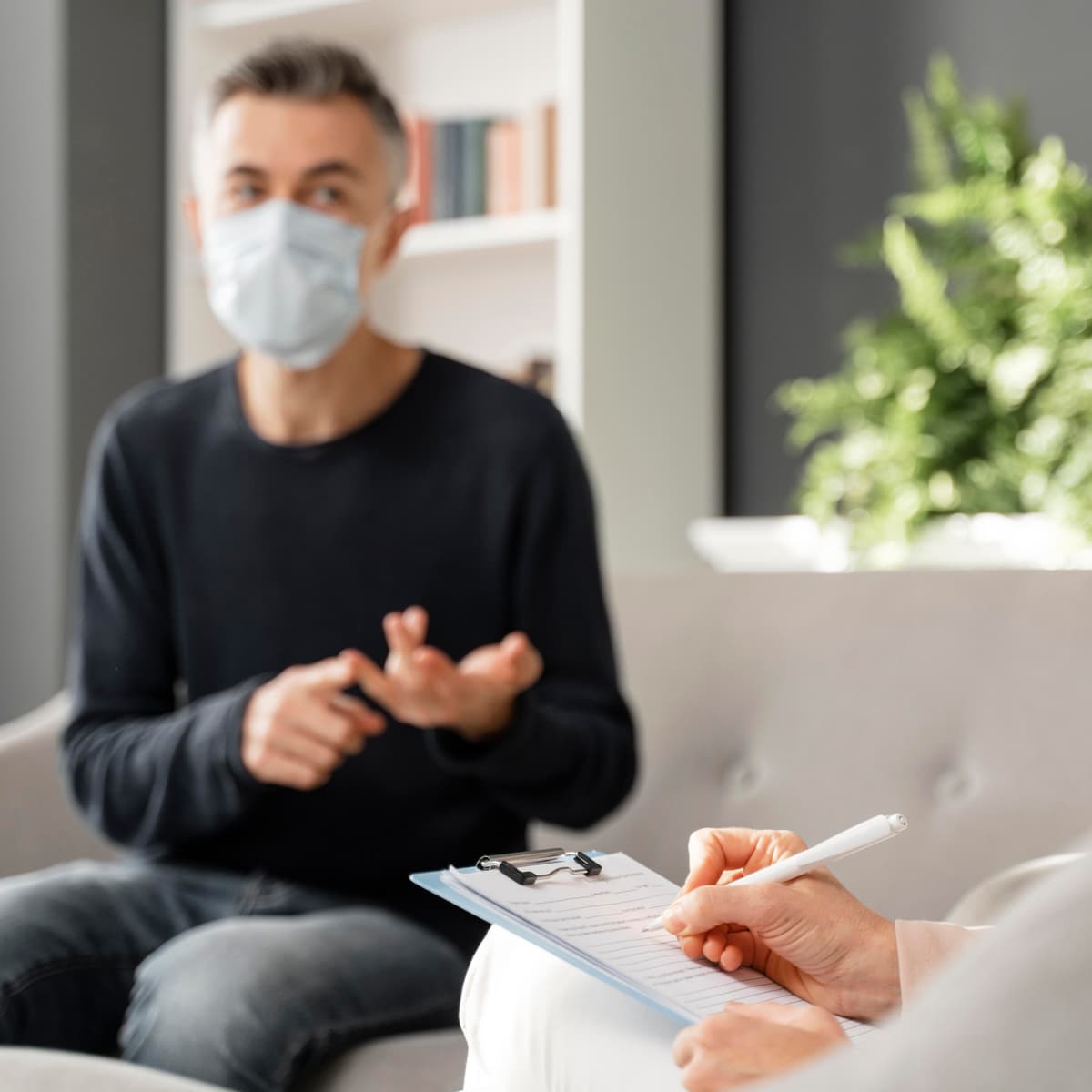 Mental health professional with patient